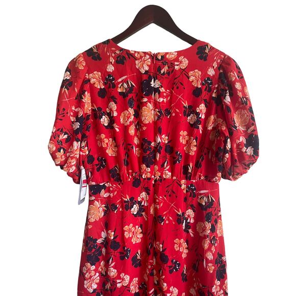 Collective Concepts Women Maxi Dress M Red Floral High‎ Waist Cottagecore Boho - Picture 8 of 13